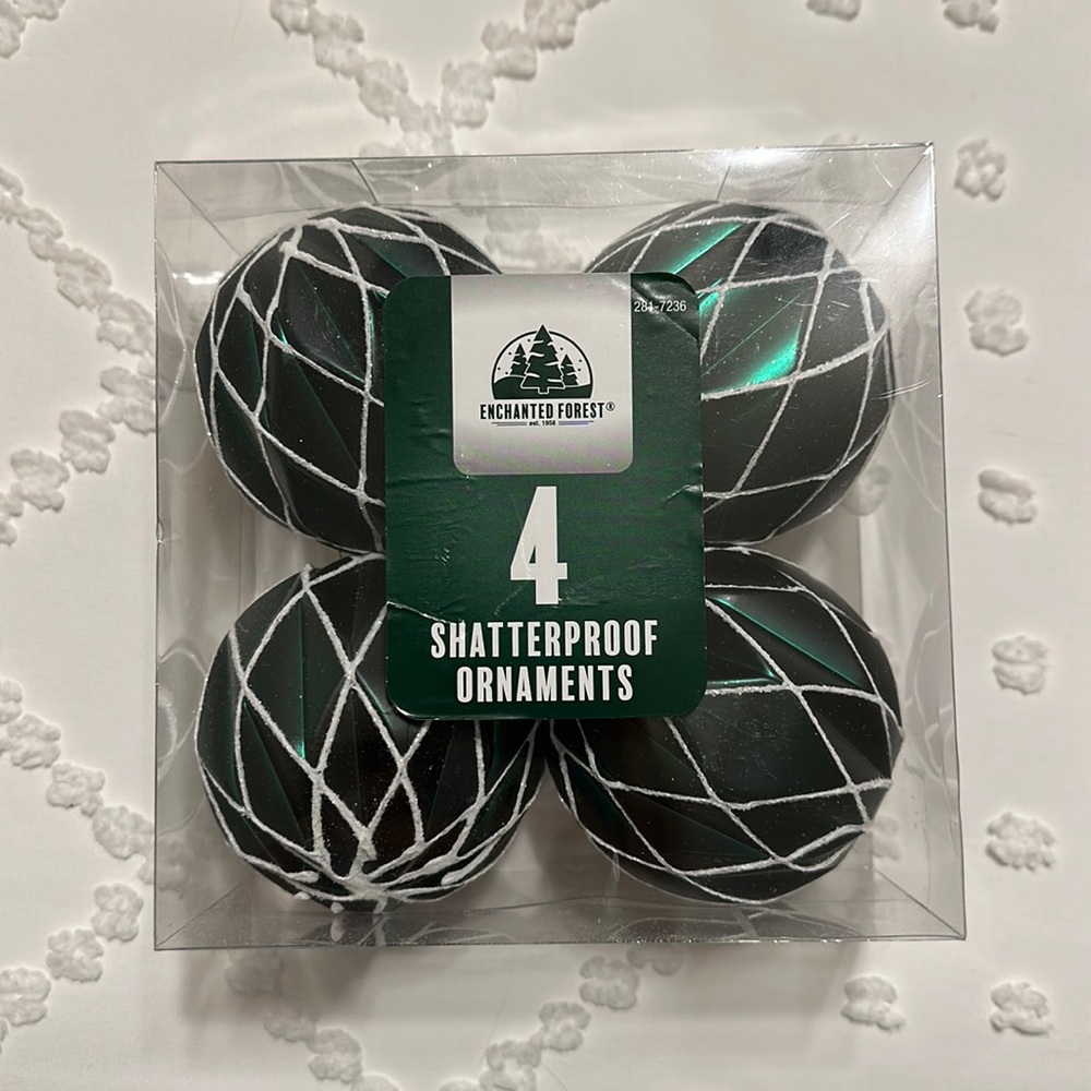 Shatterproof forest green Christmas ornaments